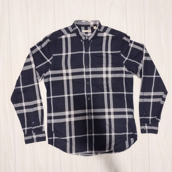 Burberry Brit Blue Nova Check Plaid Long Sleeve Button Down men's Shirt Sz M - Picture 1 of 6